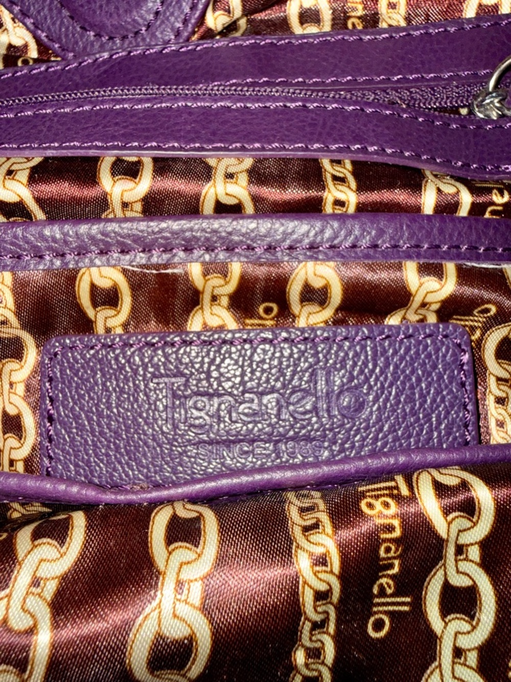 Tignanello Deep Purple Leather Tote - Picture 9 of 12